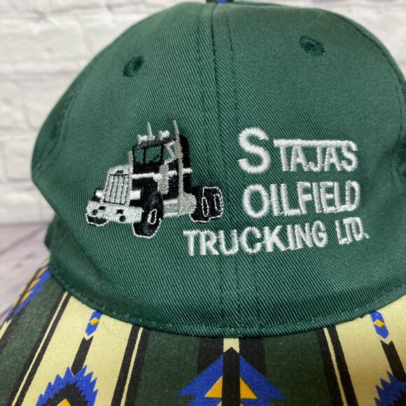Vintage Trucker Hat Cap Strap Back Green STAJAS Oilfield Trucking Adjustable - Picture 6 of 8